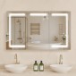 Ντουλάπι φαρμάκου VEVOR Lighted Medicine με καθρέφτη, 100 x 60 cm Επιτοίχιο, 3 Color Dimmable LED Medicine ντουλάπι με σκληρυμένο γυαλί καθρέφτη, λειτουργία μνήμης/2 ρυθμιζόμενα ράφια/πρίζες & USB