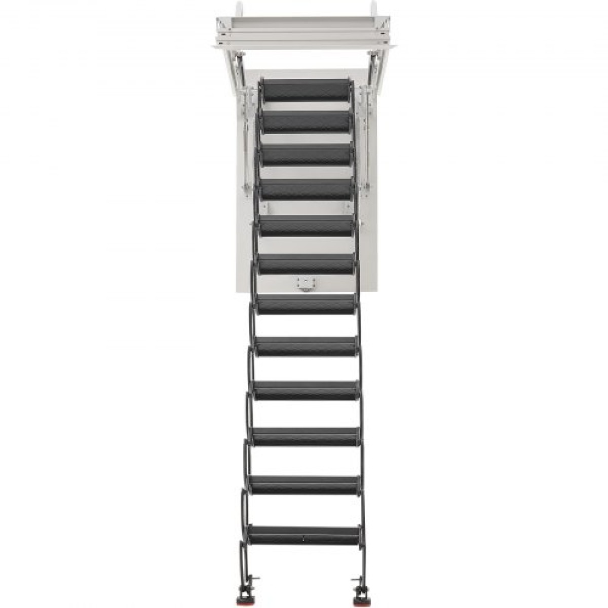 VEVOR Attic Ladder, χωρητικότητα 660LBS/299,4KG, Ταιριάζει σε ύψος οροφής 9,5 έως 10,2 πόδια και μέγεθος ανοίγματος 39,4 x 27,5 ίντσες, αναδιπλούμενη αναδιπλούμενη σκάλα οροφής από κράμα χάλυβα με ράβδο έλξης για οροφή σοφίτας