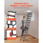 VEVOR Attic Ladder, χωρητικότητα 660LBS/299,4KG, Ταιριάζει σε ύψος οροφής 9,5 έως 10,2 πόδια και μέγεθος ανοίγματος 39,4 x 27,5 ίντσες, αναδιπλούμενη αναδιπλούμενη σκάλα οροφής από κράμα χάλυβα με ράβδο έλξης για οροφή σοφίτας