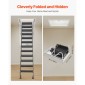 VEVOR Attic Ladder, χωρητικότητα 660LBS/299,4KG, Ταιριάζει σε ύψος οροφής 9,5 έως 10,2 πόδια και μέγεθος ανοίγματος 39,4 x 27,5 ίντσες, αναδιπλούμενη αναδιπλούμενη σκάλα οροφής από κράμα χάλυβα με ράβδο έλξης για οροφή σοφίτας