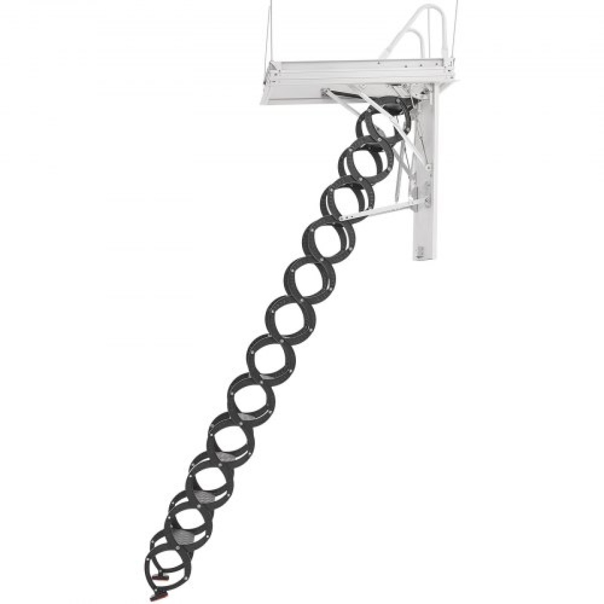 VEVOR Attic Ladder, χωρητικότητα 660LBS/299,4KG, Ταιριάζει σε ύψος οροφής 9,5 έως 10,2 πόδια και μέγεθος ανοίγματος 39,4 x 27,5 ίντσες, αναδιπλούμενη αναδιπλούμενη σκάλα οροφής από κράμα χάλυβα με ράβδο έλξης για οροφή σοφίτας