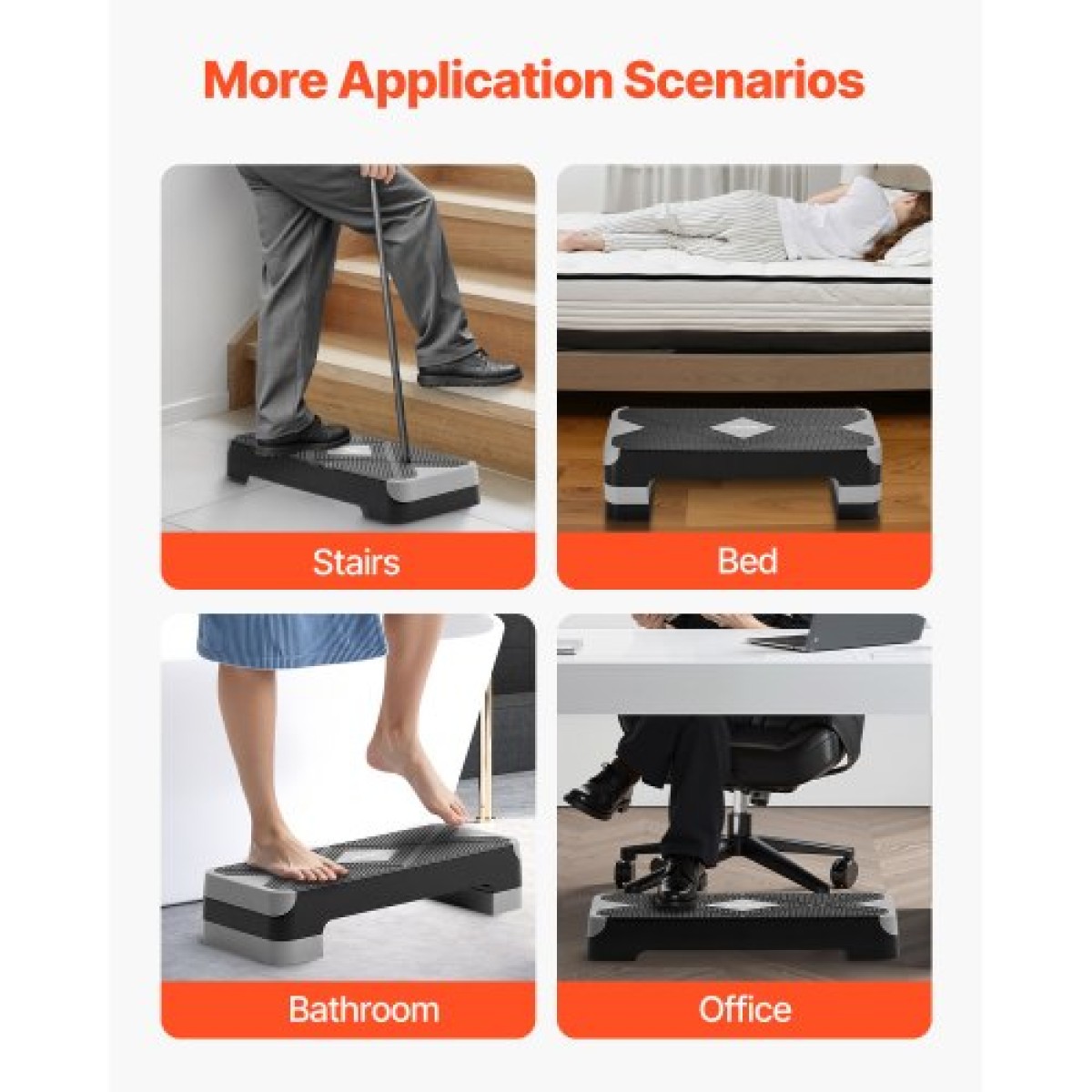 VEVOR Aerobic Step Platform, Aerobic Stepper προπόνησης 28 ιντσών, ρυθμιζόμενο ύψος προπόνησης γυμναστικής Step Deck Trainer με 4 ανυψωτικά, Αντιολισθητικός πάγκος επιφάνειας για Home Gym Cardio Strength, Γκρι