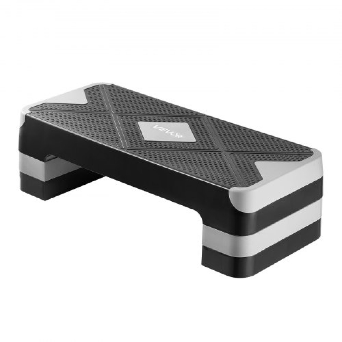 VEVOR Aerobic Step Platform, Aerobic Stepper προπόνησης 28 ιντσών, ρυθμιζόμενο ύψος προπόνησης γυμναστικής Step Deck Trainer με 4 ανυψωτικά, Αντιολισθητικός πάγκος επιφάνειας για Home Gym Cardio Strength, Γκρι