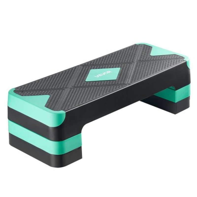 VEVOR Aerobic Step Platform, Aerobic Stepper προπόνησης 28 ιντσών, ρυθμιζόμενο ύψος γυμναστικής Step Deck Trainer με 4 ανυψωτικά, αντιολισθητικός πάγκος επιφανείας για Home Gym Cardio Strength, Πράσινο