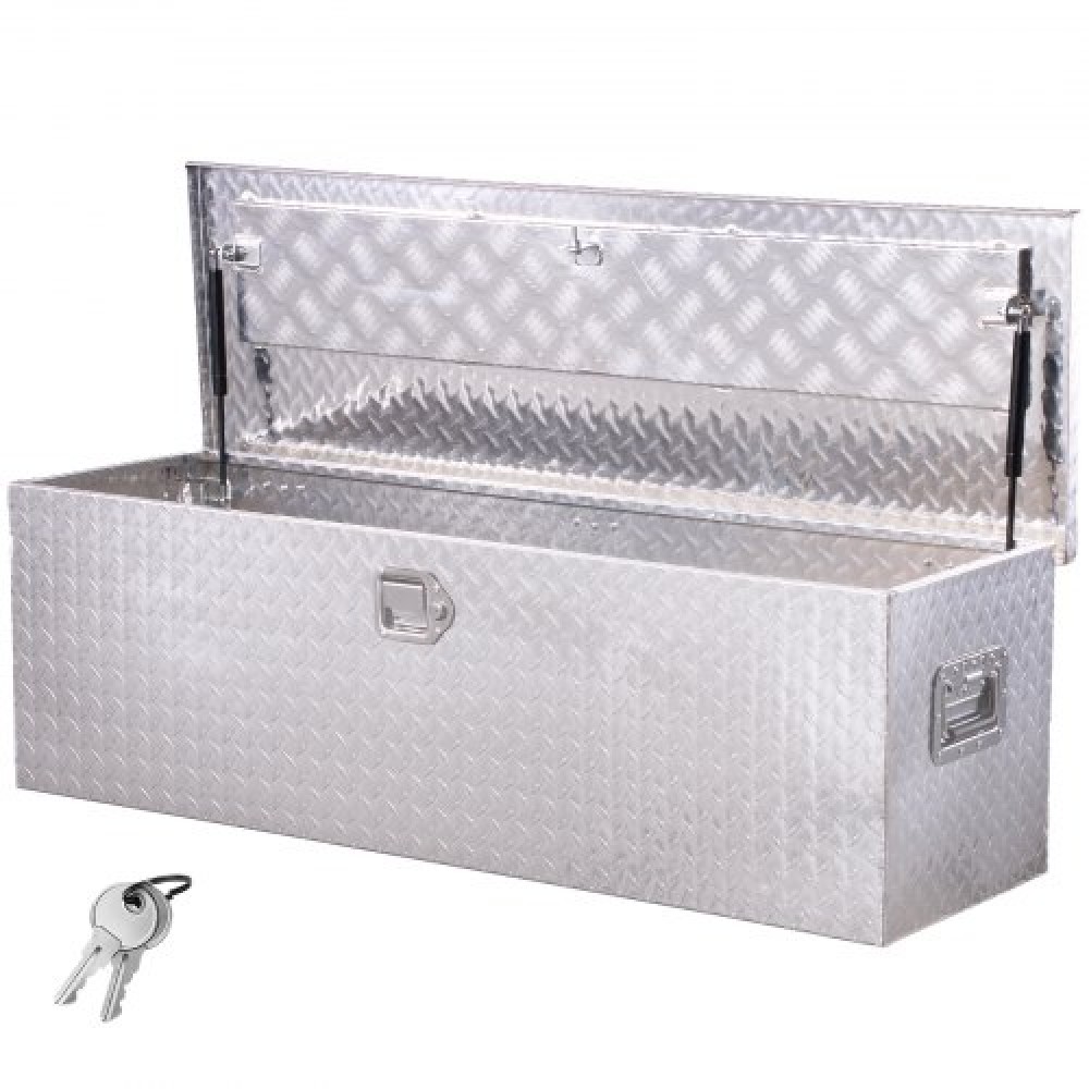 VEVOR 49"x15"x15" Heavy Duty Aluminum Truck Bed Tool Box for Pickup RV Silver
