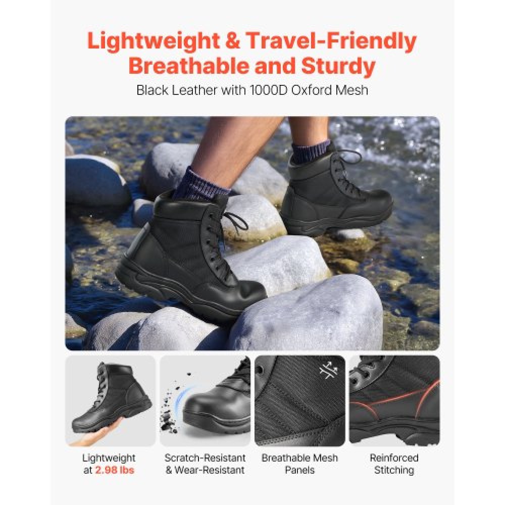 VEVOR Men's Military Tactical Boots 152.4 mm Lightweight Breathable UK Size 10