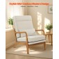 Καρέκλα VEVOR Accent, High Back Mid Century Modern πολυθρόνα με σκελετό από μασίφ ξύλο και αντιολισθητικά πόδια, επενδυμένες καρέκλες αναψυχής με λινό ύφασμα και παχύ μαξιλάρι 13,5 cm, για σαλόνι, υπνοδωμάτιο