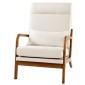 Καρέκλα VEVOR Accent, High Back Mid Century Modern πολυθρόνα με σκελετό από μασίφ ξύλο και αντιολισθητικά πόδια, επενδυμένες καρέκλες αναψυχής με λινό ύφασμα και παχύ μαξιλάρι 13,5 cm, για σαλόνι, υπνοδωμάτιο