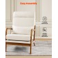 Καρέκλα VEVOR Accent, High Back Mid Century Modern πολυθρόνα με σκελετό από μασίφ ξύλο και αντιολισθητικά πόδια, επενδυμένες καρέκλες αναψυχής με λινό ύφασμα και παχύ μαξιλάρι 13,5 cm, για σαλόνι, υπνοδωμάτιο