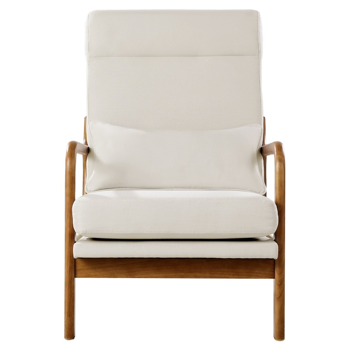 Καρέκλα VEVOR Accent, High Back Mid Century Modern πολυθρόνα με σκελετό από μασίφ ξύλο και αντιολισθητικά πόδια, επενδυμένες καρέκλες αναψυχής με λινό ύφασμα και παχύ μαξιλάρι 13,5 cm, για σαλόνι, υπνοδωμάτιο