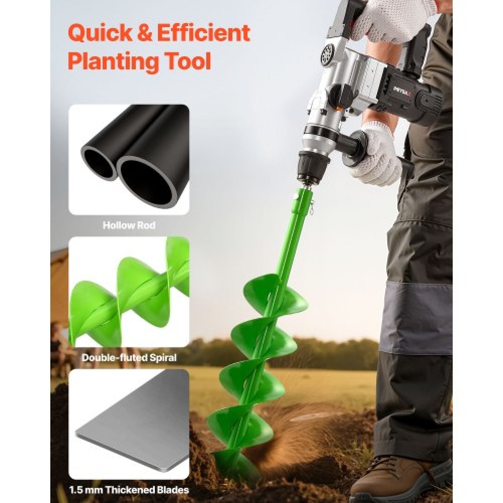 VEVOR Auger Drill Bit 4.72 x 31.1 in Earth Spiral Post Hole Digger Planter Tool