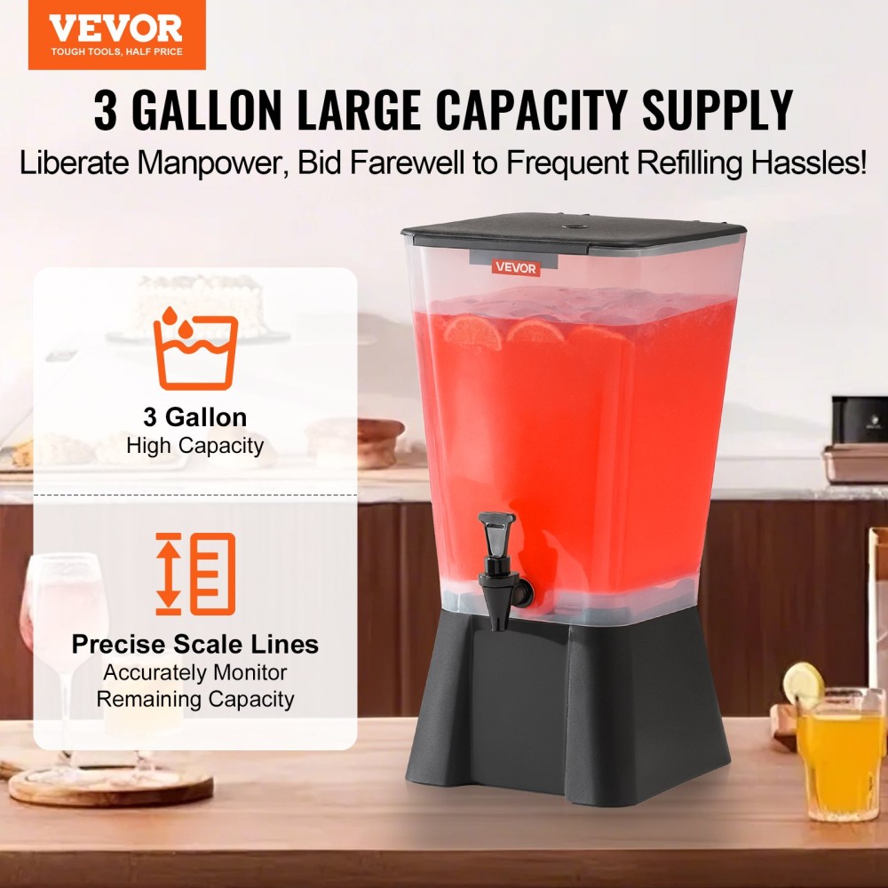 VEVOR Beverage Dispenser, 19L Dispenser για πάρτι, Plastic Juice Dispens with No-Drip Spigot, Iced Tea Juice Water Dispensers, για εστιατόρια, ξενοδοχεία, πάρτι