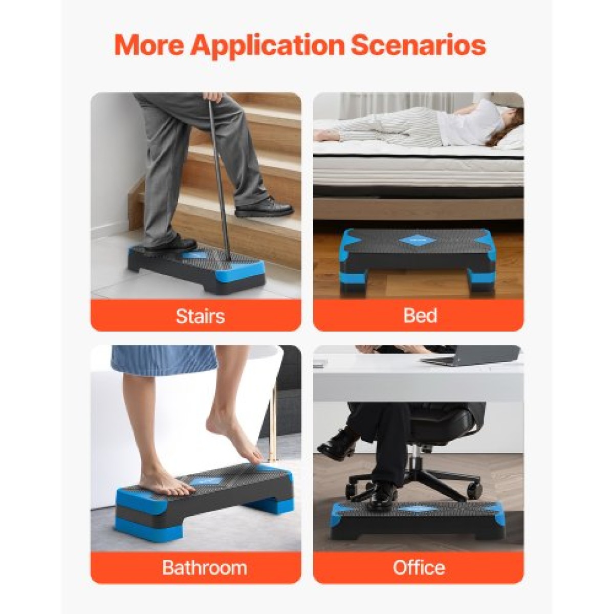 VEVOR Aerobic Step Platform, Aerobic Stepper προπόνησης 28 ιντσών, ρυθμιζόμενο ύψος γυμναστικής Step Deck Trainer με 4 ανυψωτικά, Αντιολισθητικός πάγκος επιφάνειας για Home Gym Cardio Strength, Μπλε