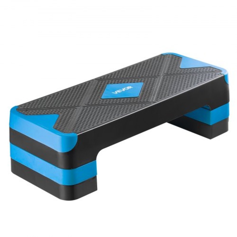 VEVOR Aerobic Step Platform, Aerobic Stepper προπόνησης 28 ιντσών, ρυθμιζόμενο ύψος γυμναστικής Step Deck Trainer με 4 ανυψωτικά, Αντιολισθητικός πάγκος επιφάνειας για Home Gym Cardio Strength, Μπλε