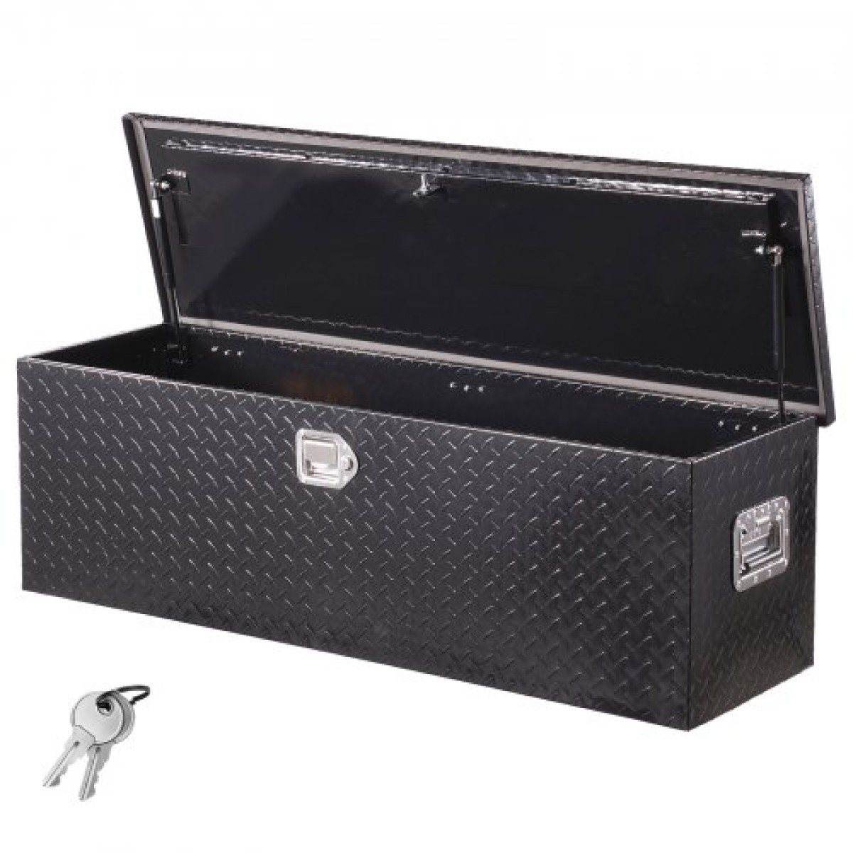 Κιβώτιο εργαλείων κρεβατιού φορτηγού VEVOR Heavy Duty, Εργαλειοθήκη Diamond Plate με Πλαϊνή λαβή και κλειδαριά, Αποθήκευση εργαλειοθήκης για τρέιλερ, Pickup, RV, 49"x15"x15"(1244,6x381x381mm), Μαύρο