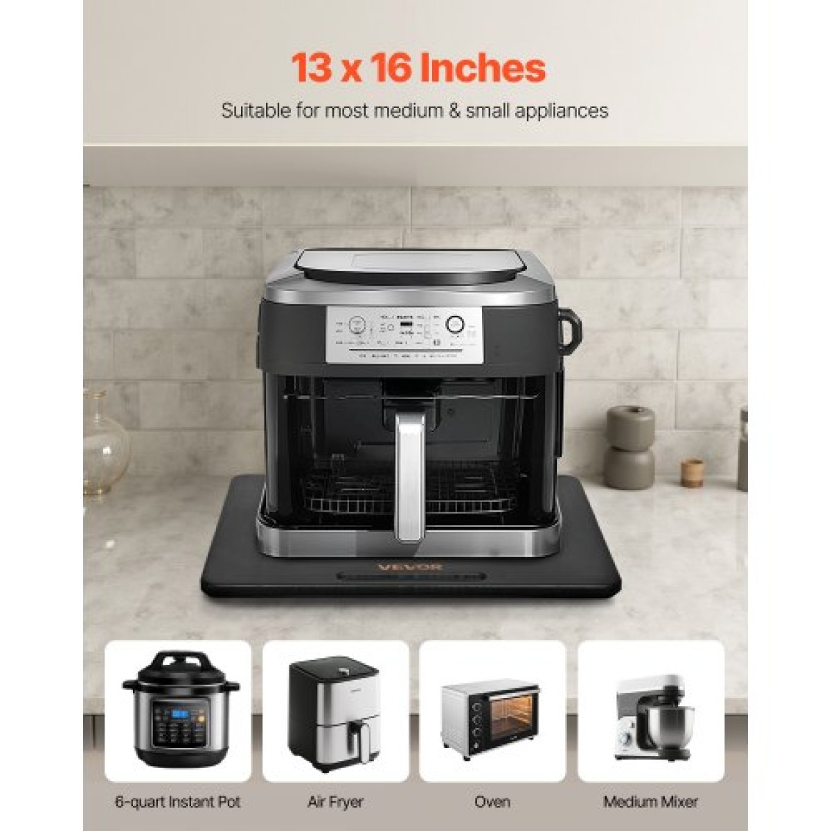 Slider συσκευής VEVOR, μεσαίο 13 x 16 ιντσών, κυλιόμενος συρόμενος δίσκος με αθόρυβους ελαστικούς τροχούς & κοίλη λαβή, εύκολος καθαρισμός, κυλιόμενος δίσκος συσκευής για καφετιέρα, πάγκος κουζίνας, μαύρος