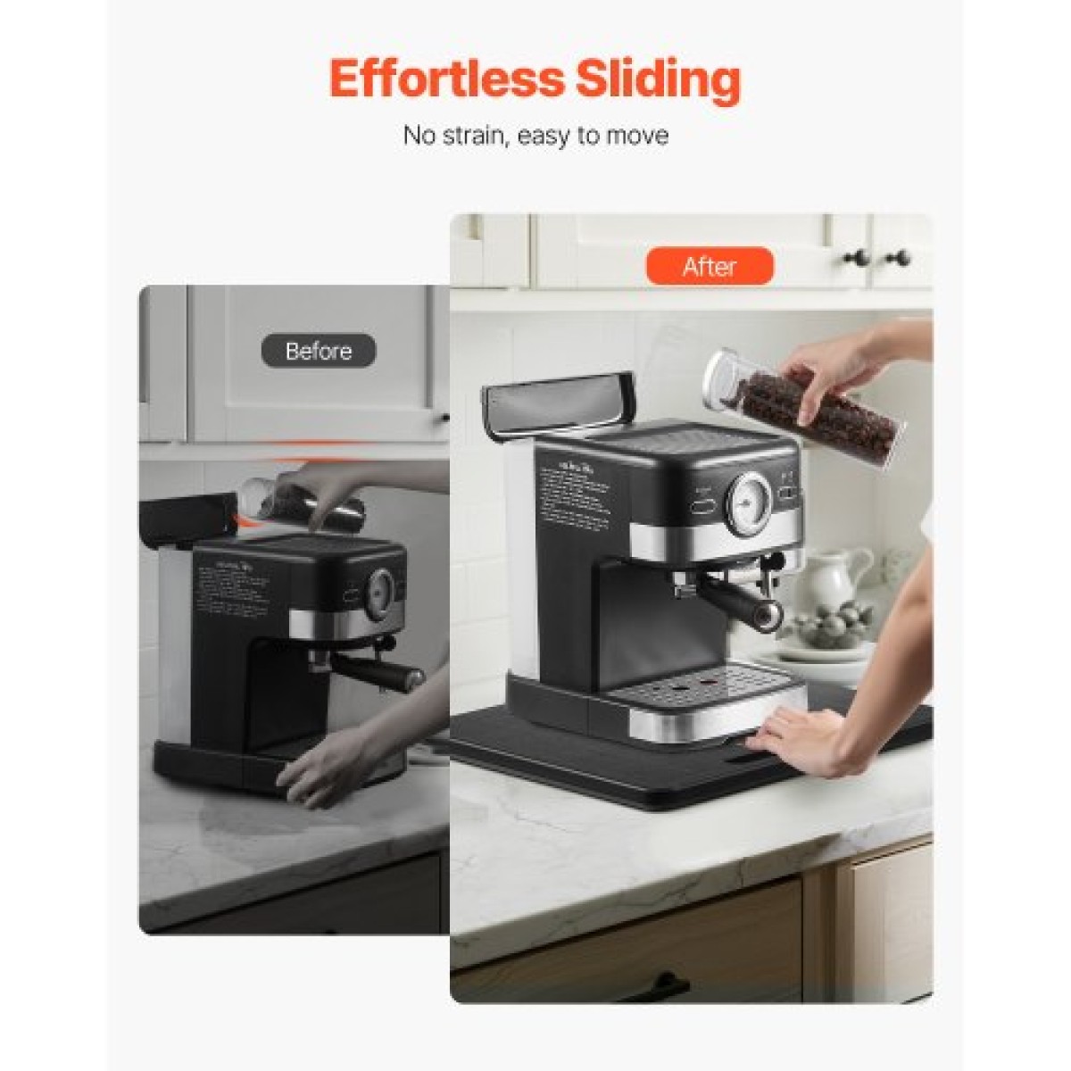 Slider συσκευής VEVOR, μεσαίο 13 x 16 ιντσών, κυλιόμενος συρόμενος δίσκος με αθόρυβους ελαστικούς τροχούς & κοίλη λαβή, εύκολος καθαρισμός, κυλιόμενος δίσκος συσκευής για καφετιέρα, πάγκος κουζίνας, μαύρος