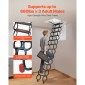 VEVOR Attic Ladder, χωρητικότητα 660LBS/299,4KG, Ταιριάζει σε ύψος οροφής 8,5 έως 9,4 πόδια και μέγεθος ανοίγματος 39,4 x 27,5 ίντσες, αναδιπλούμενη αναδιπλούμενη σκάλα οροφής από κράμα χάλυβα με ράβδο έλξης για οροφή σοφίτας