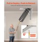 VEVOR Attic Ladder, χωρητικότητα 660LBS/299,4KG, Ταιριάζει σε ύψος οροφής 8,5 έως 9,4 πόδια και μέγεθος ανοίγματος 39,4 x 27,5 ίντσες, αναδιπλούμενη αναδιπλούμενη σκάλα οροφής από κράμα χάλυβα με ράβδο έλξης για οροφή σοφίτας