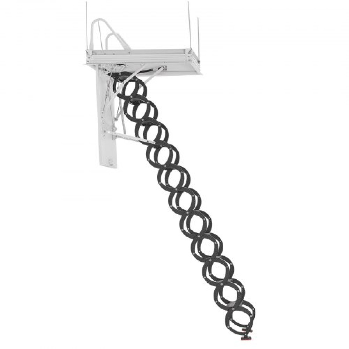 VEVOR Attic Ladder, χωρητικότητα 660LBS/299,4KG, Ταιριάζει σε ύψος οροφής 8,5 έως 9,4 πόδια και μέγεθος ανοίγματος 39,4 x 27,5 ίντσες, αναδιπλούμενη αναδιπλούμενη σκάλα οροφής από κράμα χάλυβα με ράβδο έλξης για οροφή σοφίτας