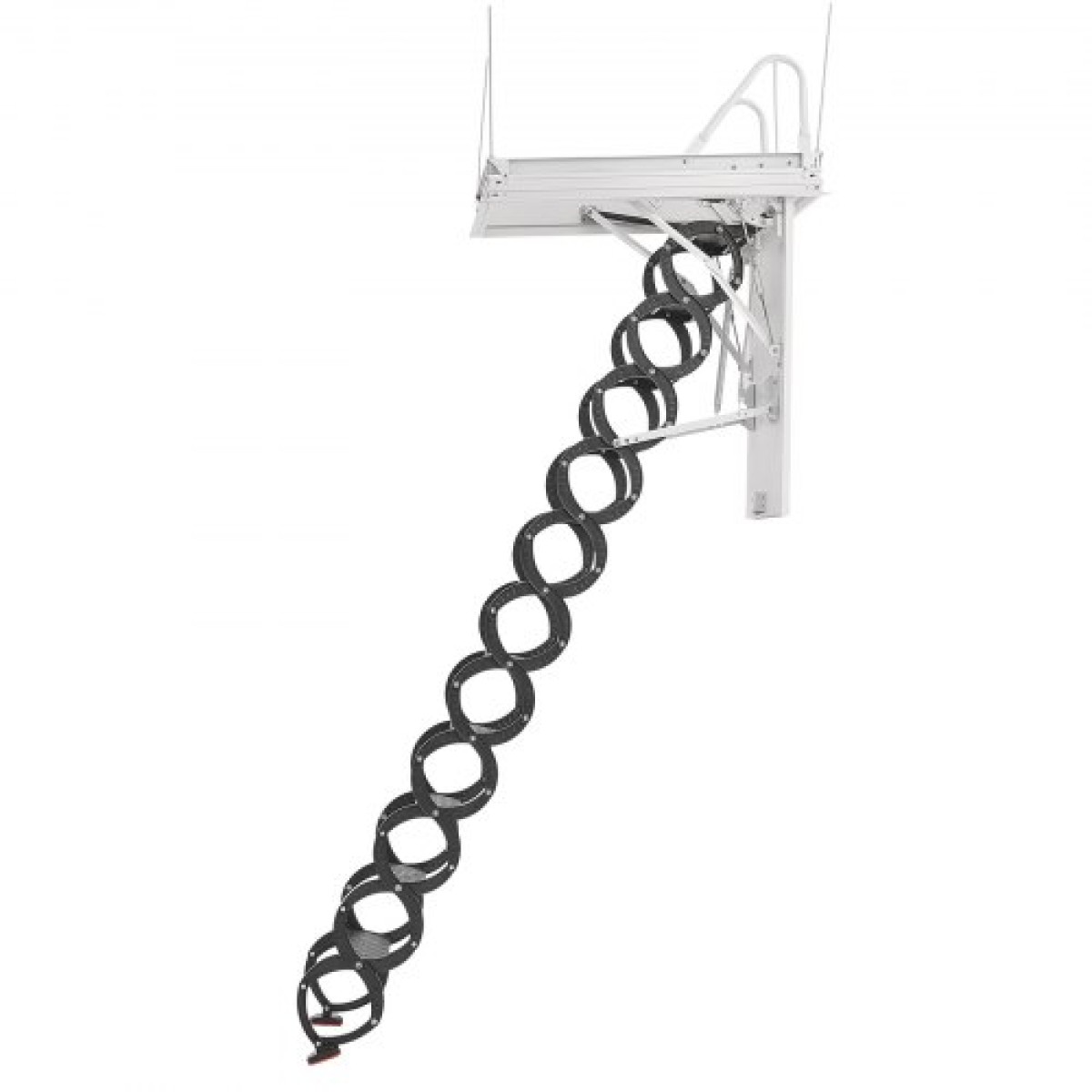 VEVOR Attic Ladder, χωρητικότητα 660LBS/299,4KG, Ταιριάζει σε ύψος οροφής 8,5 έως 9,4 πόδια και μέγεθος ανοίγματος 39,4 x 27,5 ίντσες, αναδιπλούμενη αναδιπλούμενη σκάλα οροφής από κράμα χάλυβα με ράβδο έλξης για οροφή σοφίτας