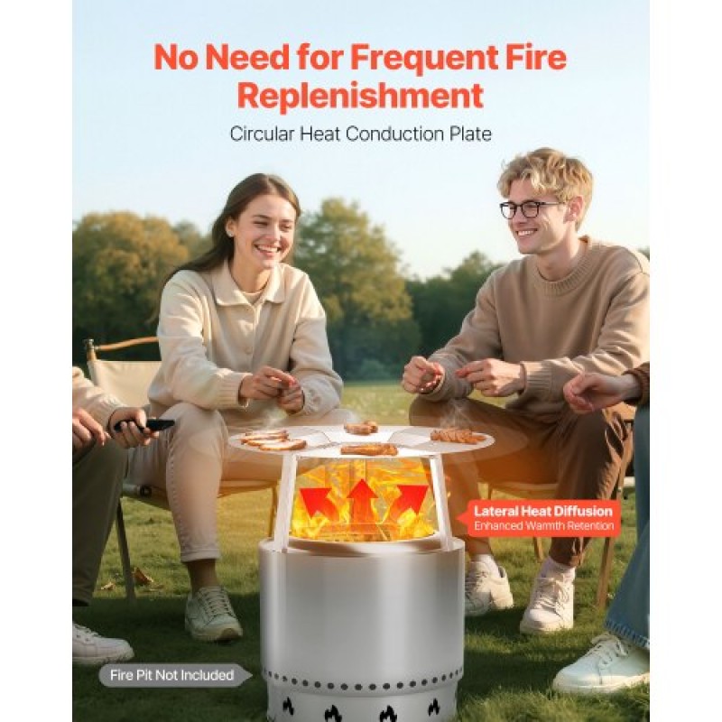 VEVOR Fire Pit Heat Delector for Solo Solo Yukon, 508 mm Bonfire Round for Wood Burning Fire Pit, 304 Ανοξείδωτος διαχύτης θερμότητας, Αποσπώμενο κάλυμμα καυστήρα Αξεσουάρ κάμπινγκ
