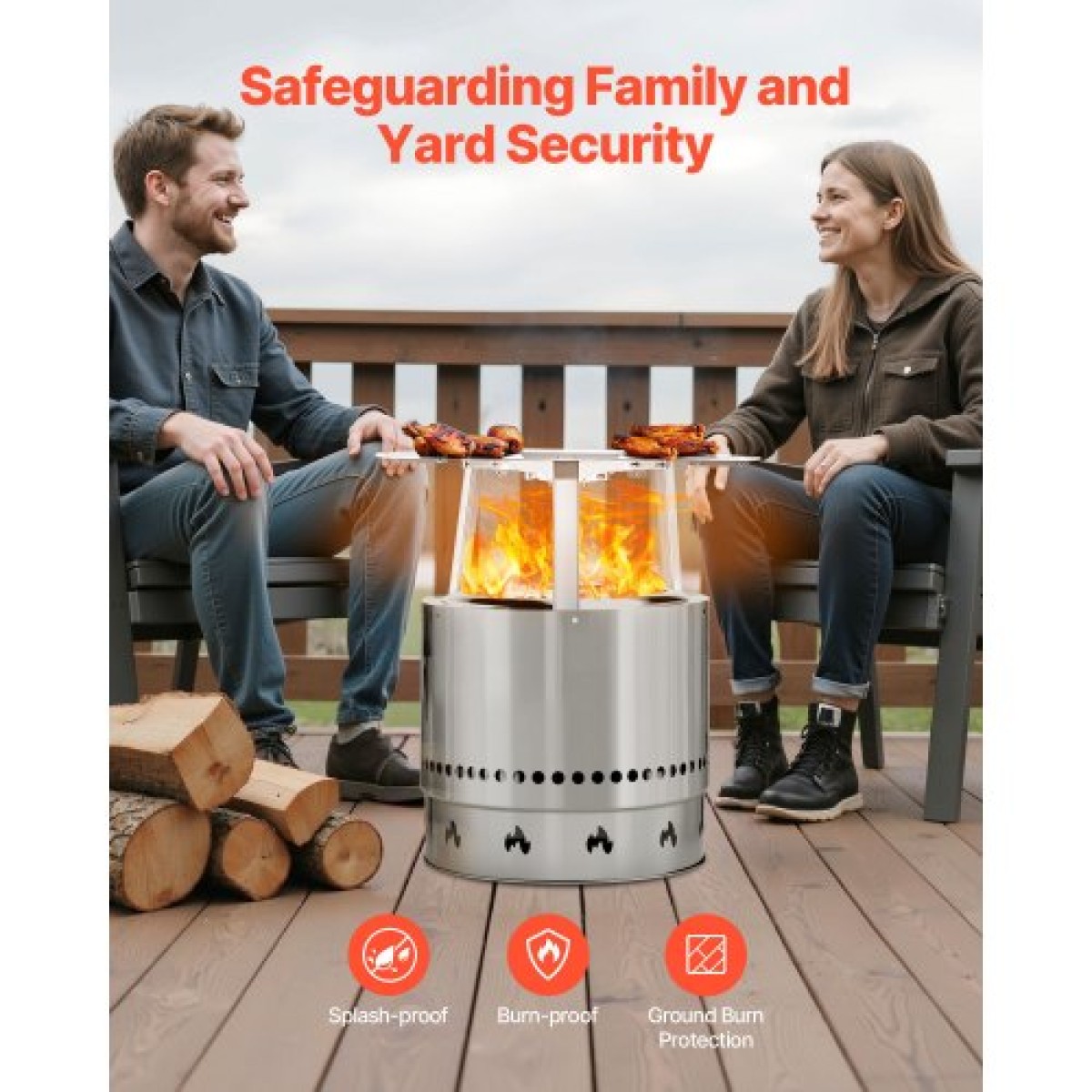 VEVOR Fire Pit Heat Delector for Solo Solo Yukon, 508 mm Bonfire Round for Wood Burning Fire Pit, 304 Ανοξείδωτος διαχύτης θερμότητας, Αποσπώμενο κάλυμμα καυστήρα Αξεσουάρ κάμπινγκ