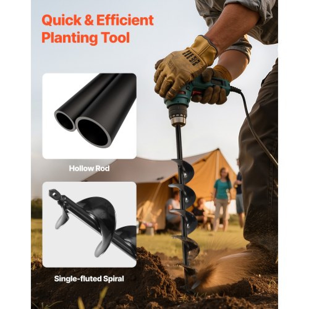 VEVOR Auger Drill Bit 3.15 x 23.6 in Earth Spiral Post Hole Digger Planter Tool