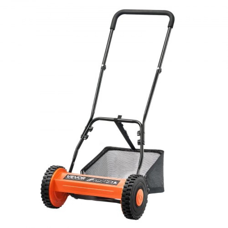 Χλοοκοπτική μηχανή γκαζόν VEVOR Push Reel 35 cm, 5 λεπίδες Χειροκίνητο Push Mower No Motor, 15-45 mm Ρυθμιζόμενο ύψος κοπής, Χλοοκοπτικά Walk-Behind with Grass Catcher Bag για πράσινο γρασίδι, δρόμους, αυλές