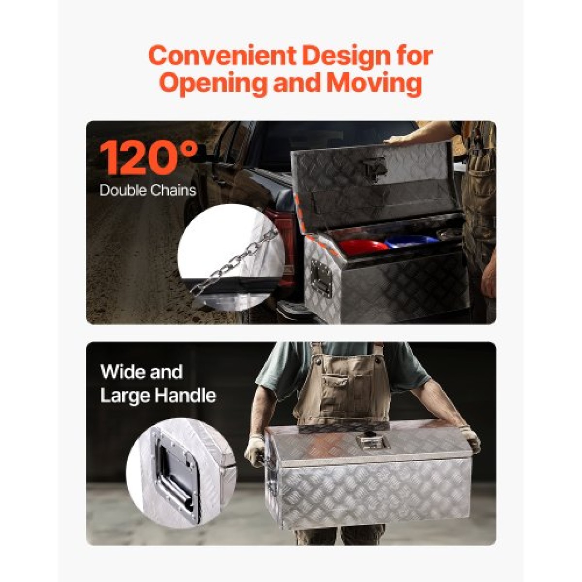 Κιβώτιο εργαλείων κρεβατιού φορτηγού VEVOR Heavy Duty, Εργαλειοθήκη με ρίγες επιμεταλλωμένη με πλαϊνή λαβή και κλειδιά T-lock, Storage Toolbox Chest Organizer για τρέιλερ, Pickup, RV, 30"x13"x13"(762x330.2x330.2mm),