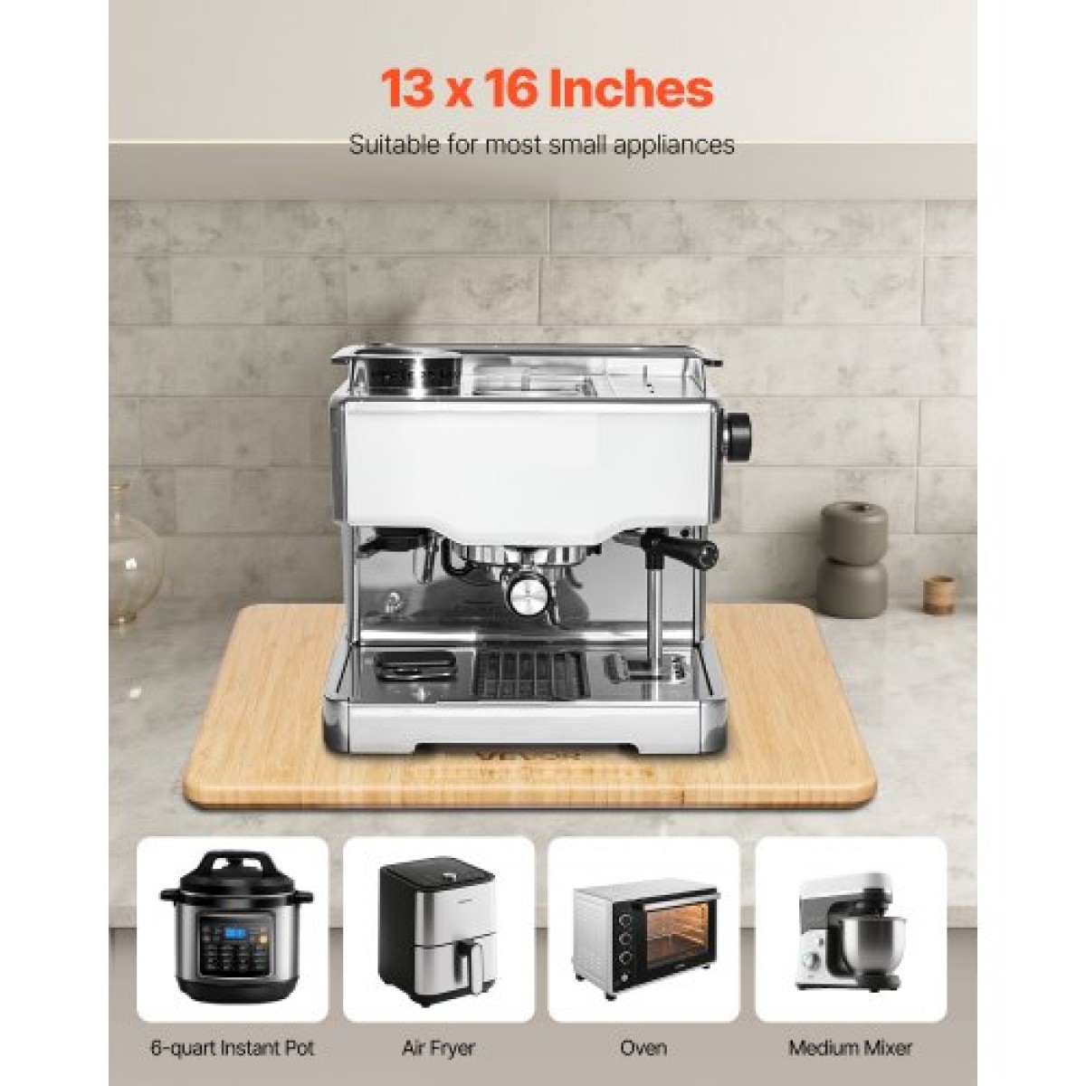 Slider συσκευής VEVOR, μεσαίο 13 x 16 ιντσών, κυλιόμενος συρόμενος δίσκος με ελαστικούς τροχούς & κοίλη λαβή, εύκολος καθαρισμός, κυλιόμενος δίσκος συσκευής για καφετιέρα, πάγκος κουζίνας, φυσικό ξύλο