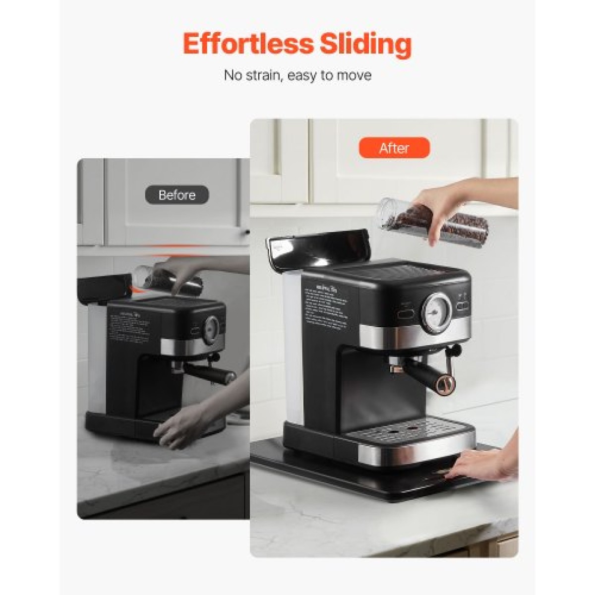 Slider συσκευής VEVOR, μεγάλος 16 x 12 ιντσών, κυλιόμενος συρόμενος δίσκος με αθόρυβους ελαστικούς τροχούς & κοίλη λαβή, εύκολος καθαρισμός, κυλιόμενος δίσκος συσκευής για καφετιέρα, πάγκος κουζίνας, μαύρος