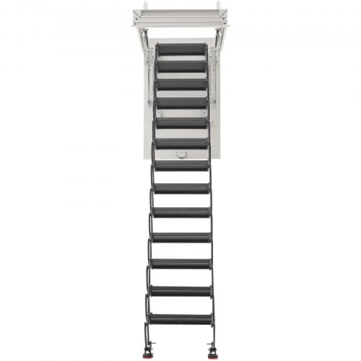VEVOR Attic Ladder, χωρητικότητα 660LBS/299,4KG, Ταιριάζει σε ύψος οροφής 10,5 έως 11 πόδια και μέγεθος ανοίγματος 39,4 x 27,5 ίντσες, αναδιπλούμενη αναδιπλούμενη σκάλα οροφής από κράμα χάλυβα με ράβδο έλξης για οροφή σοφίτας