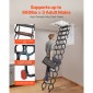 VEVOR Attic Ladder, χωρητικότητα 660LBS/299,4KG, Ταιριάζει σε ύψος οροφής 10,5 έως 11 πόδια και μέγεθος ανοίγματος 39,4 x 27,5 ίντσες, αναδιπλούμενη αναδιπλούμενη σκάλα οροφής από κράμα χάλυβα με ράβδο έλξης για οροφή σοφίτας