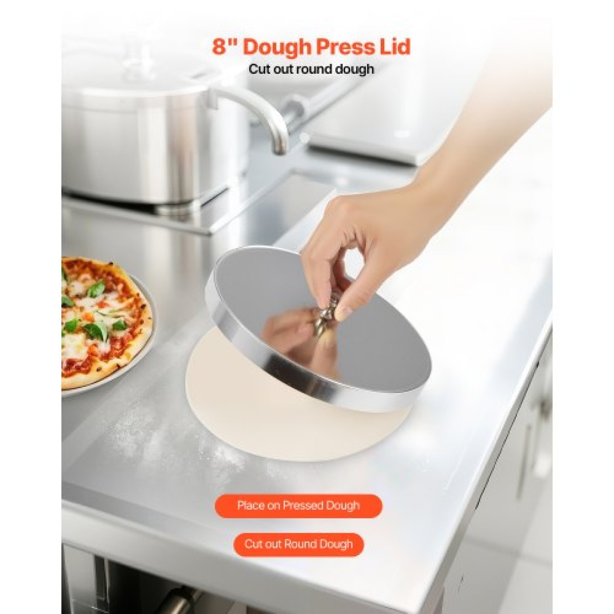 Φύλλο με ρολό VEVOR Pizza Dough, Αυτόματη πρέσα πίτσας από ανοξείδωτο χάλυβα 3-14 ιντσών, Εμπορική ηλεκτρική μηχανή παρασκευής ζυμαρικών 370 W, 260 τμχ ανά ώρα, ρυθμιζόμενο πάχος, με καπάκι πρέσας ζύμης