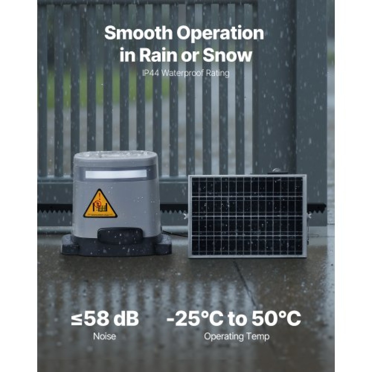 VEVOR Solar Sliding Gate Opener, 280W Electric Gate Opener για πόρτες έως 20m 816kg, Κινητήρας γρανάζι με κυλιόμενο φράχτη πόρτας με αισθητήρα υπέρυθρων & 2 τηλεχειριστήρια, σύστημα ανοίγματος θυρών Driveway