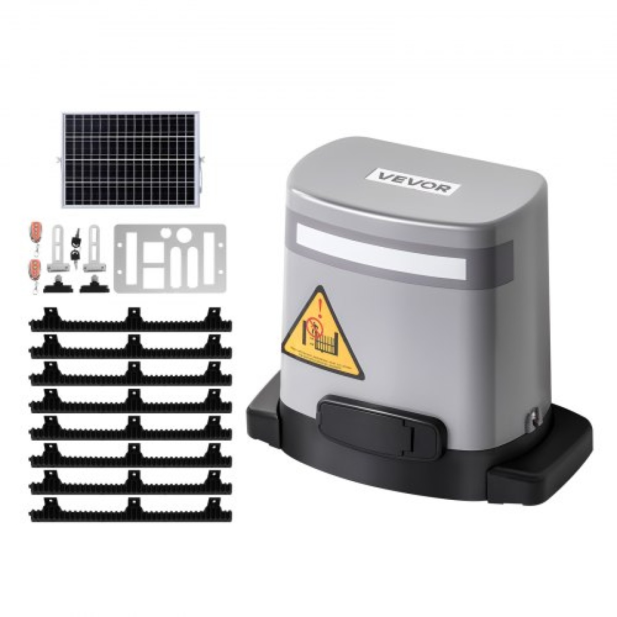 VEVOR Solar Sliding Gate Opener, 280W Electric Gate Opener για πόρτες έως 20m 816kg, Κινητήρας γρανάζι με κυλιόμενο φράχτη πόρτας με αισθητήρα υπέρυθρων & 2 τηλεχειριστήρια, σύστημα ανοίγματος θυρών Driveway