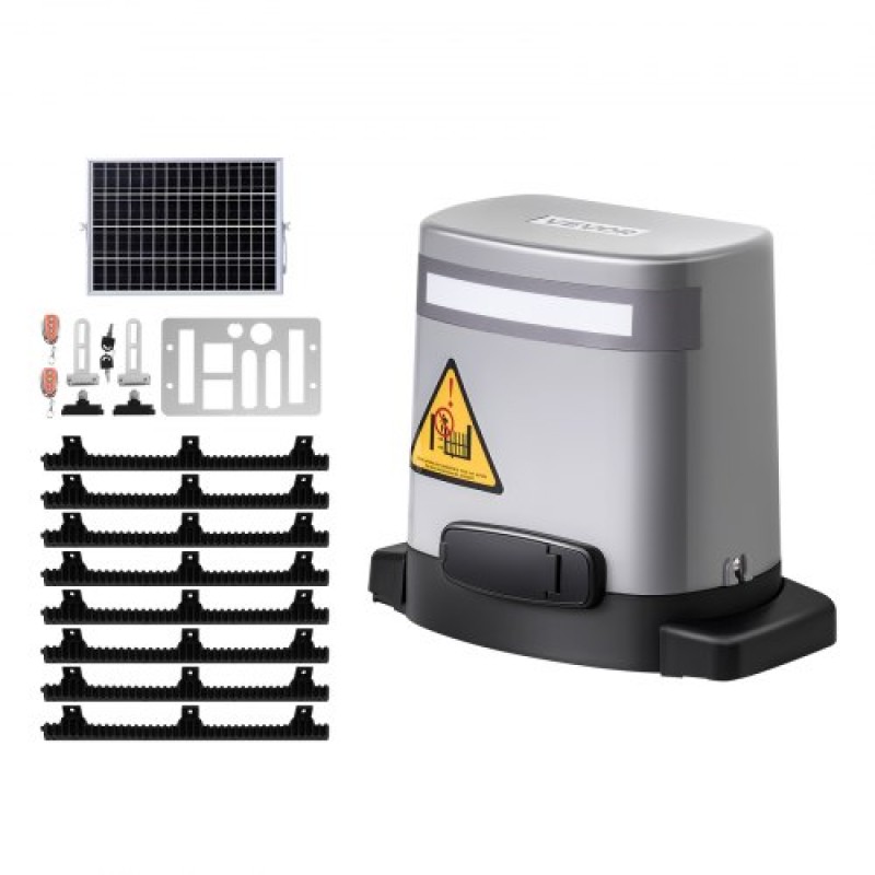 VEVOR Solar Sliding Gate Opener, 280W Electric Gate Opener για πόρτες έως 20m 816kg, Κινητήρας γρανάζι με κυλιόμενο φράχτη πόρτας με αισθητήρα υπέρυθρων & 2 τηλεχειριστήρια, σύστημα ανοίγματος θυρών Driveway