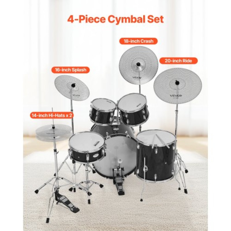 VEVOR Low Volume Cymbal Pack 4 τεμάχια 350/400/455/505 mm (14/16/18/20 ίντσες) Κύμβαλα από κράμα για τύμπανο
