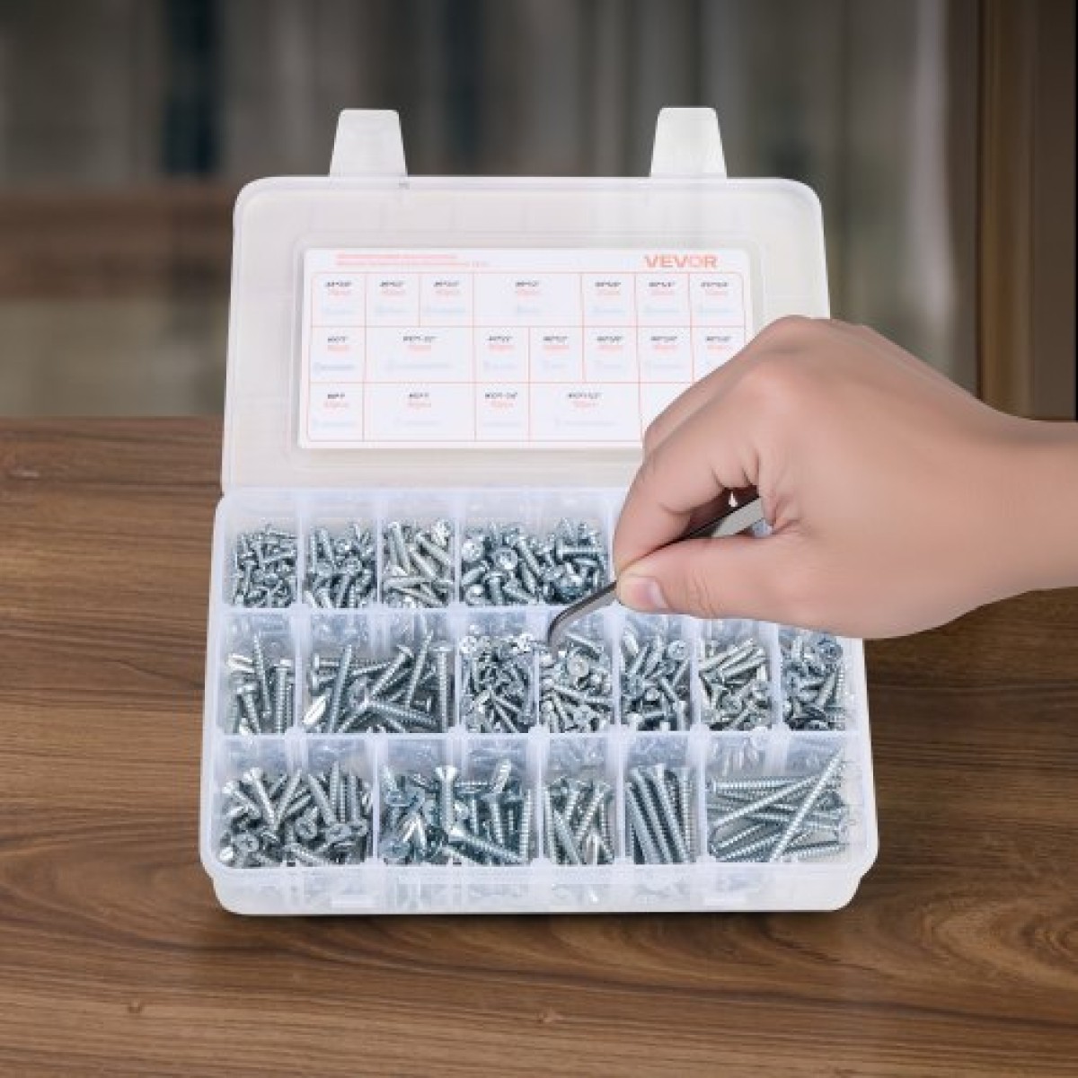 VEVOR 2250 Pcs Bots and Nuts Assortment Kit, Metric + Imperial Machine Screws and Flat Washers, Αλουμίνιο χάλυβα M3/M4/M5/M6/M8 πολλαπλών μεγεθών, για εξοπλισμό/συναρμολόγηση οχήματος, γαλβανισμένο λευκό