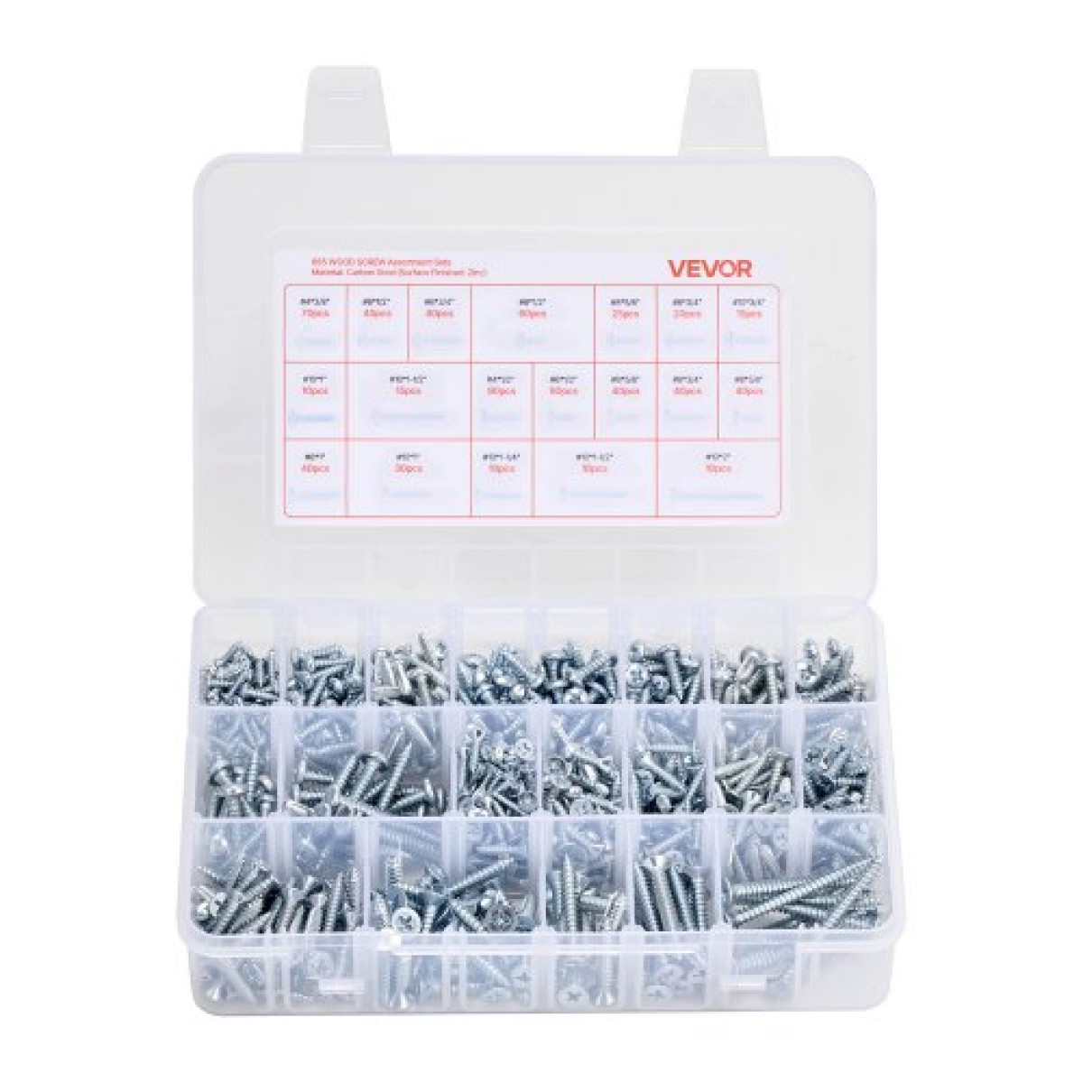 VEVOR 2250 Pcs Bots and Nuts Assortment Kit, Metric + Imperial Machine Screws and Flat Washers, Αλουμίνιο χάλυβα M3/M4/M5/M6/M8 πολλαπλών μεγεθών, για εξοπλισμό/συναρμολόγηση οχήματος, γαλβανισμένο λευκό