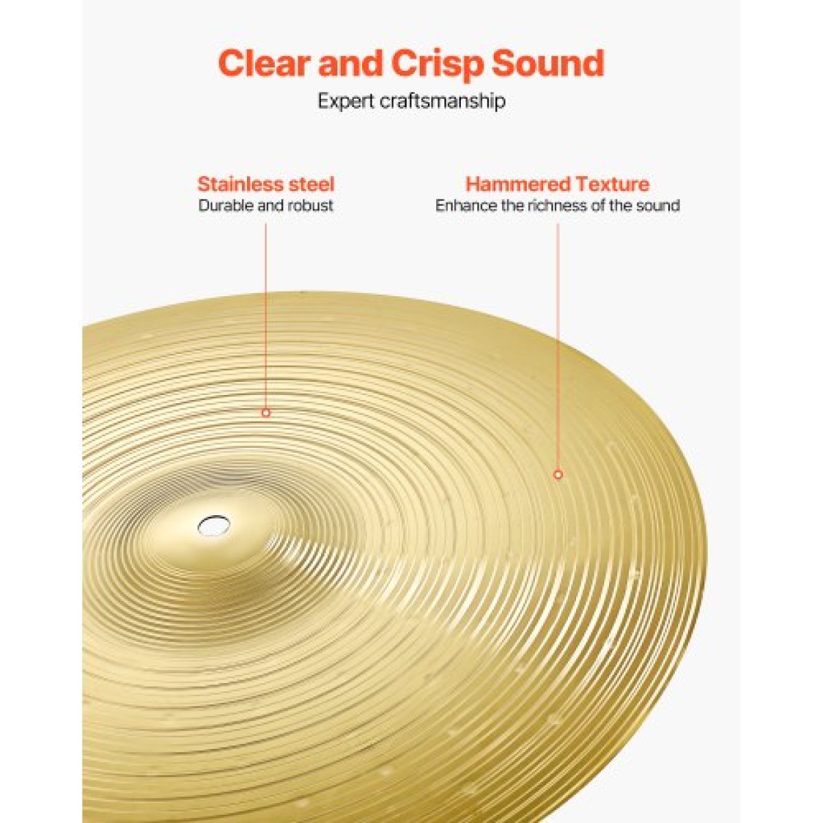 VEVOR Cymbal Pack 3 Pieces Cymbals Drum Set 355/400/505 mm (14 16 20 Inches) Cymbal για τύμπανο