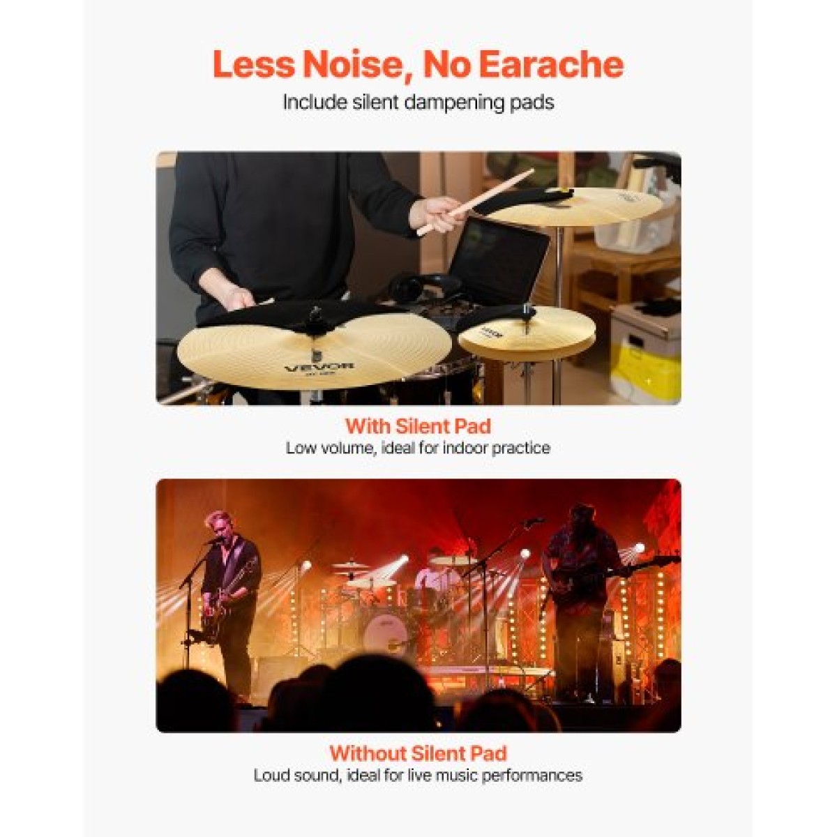 VEVOR Cymbal Pack 3 Pieces Cymbals Drum Set 355/400/505 mm (14 16 20 Inches) Cymbal για τύμπανο