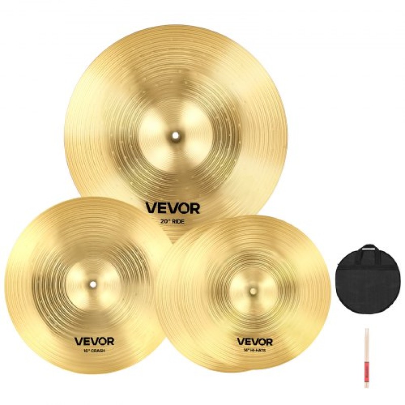 VEVOR Cymbal Pack 3 Pieces Cymbals Drum Set 355/400/505 mm (14 16 20 Inches) Cymbal για τύμπανο