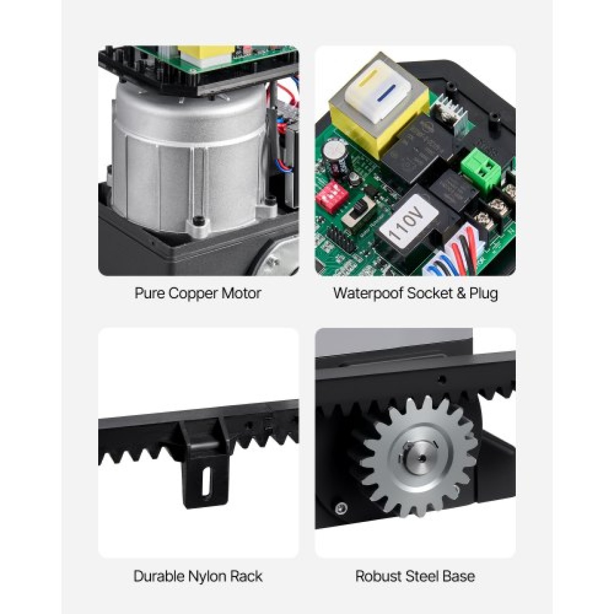 VEVOR Automatic Gate Opener, 550W Electric Sliding Gate Opener για πόρτες έως 25m 1500kg, Nylon Gear Rack Rolling Door Engine με αισθητήρα υπέρυθρων & 2 τηλεχειριστήρια, σύστημα ανοίγματος θυρών Driveway