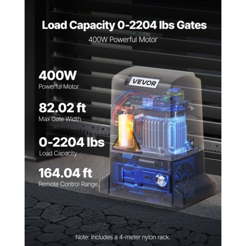 VEVOR 400W Electric Sliding Gate Opener 2204lbs Gear Track Infrared Sensor