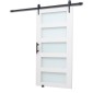 VEVOR Συρόμενη Πόρτα Αχυρώνα, 1067 x 2134 mm, Πάνελ και γυαλί MDF υψηλής αντοχής, Πόρτα αχυρώνα με κιτ υλικού, αδιάβροχη επιφάνεια PVC, εύκολη εγκατάσταση, πλαίσιο H, ομαλά και αθόρυβα συρόμενα για σαλόνι