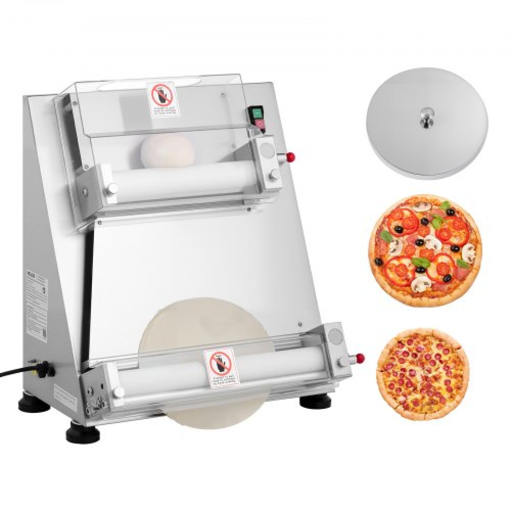 VEVOR Pizza Dough Sheeter, Ημιαυτόματη πρέσα πίτσας από ανοξείδωτο χάλυβα 3-16 ιντσών, Εμπορική ηλεκτρική μηχανή παρασκευής ζυμαρικών 390 W, 260 τμχ ανά ώρα, ρυθμιζόμενο πάχος, με καπάκι πρέσας ζύμης