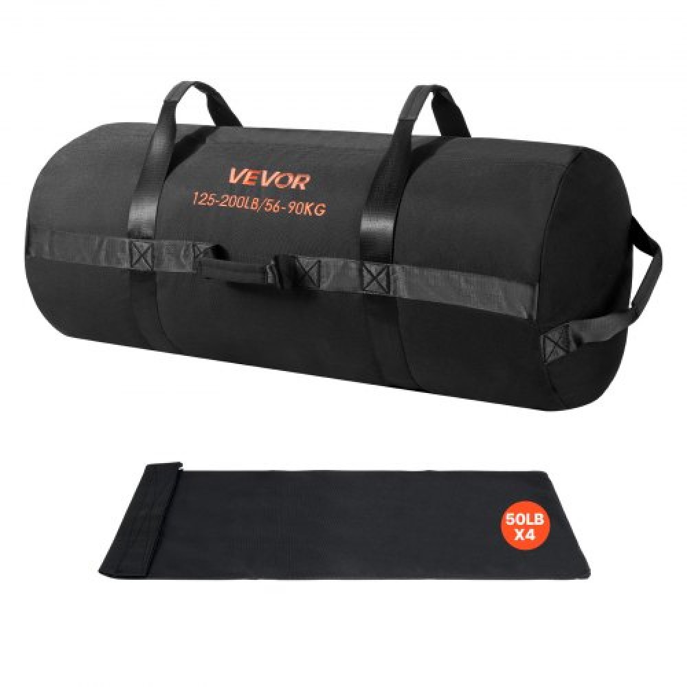 VEVOR Workout Sandbag, Heavy Duty Workout Power Bags with Handles, 56-90 kg Ρυθμιζόμενη τσάντα Slam for Fitness Strength Weight Training Cross-Training, Γυμναστική στο σπίτι, Μαύρη (χωρίς γεμάτη)