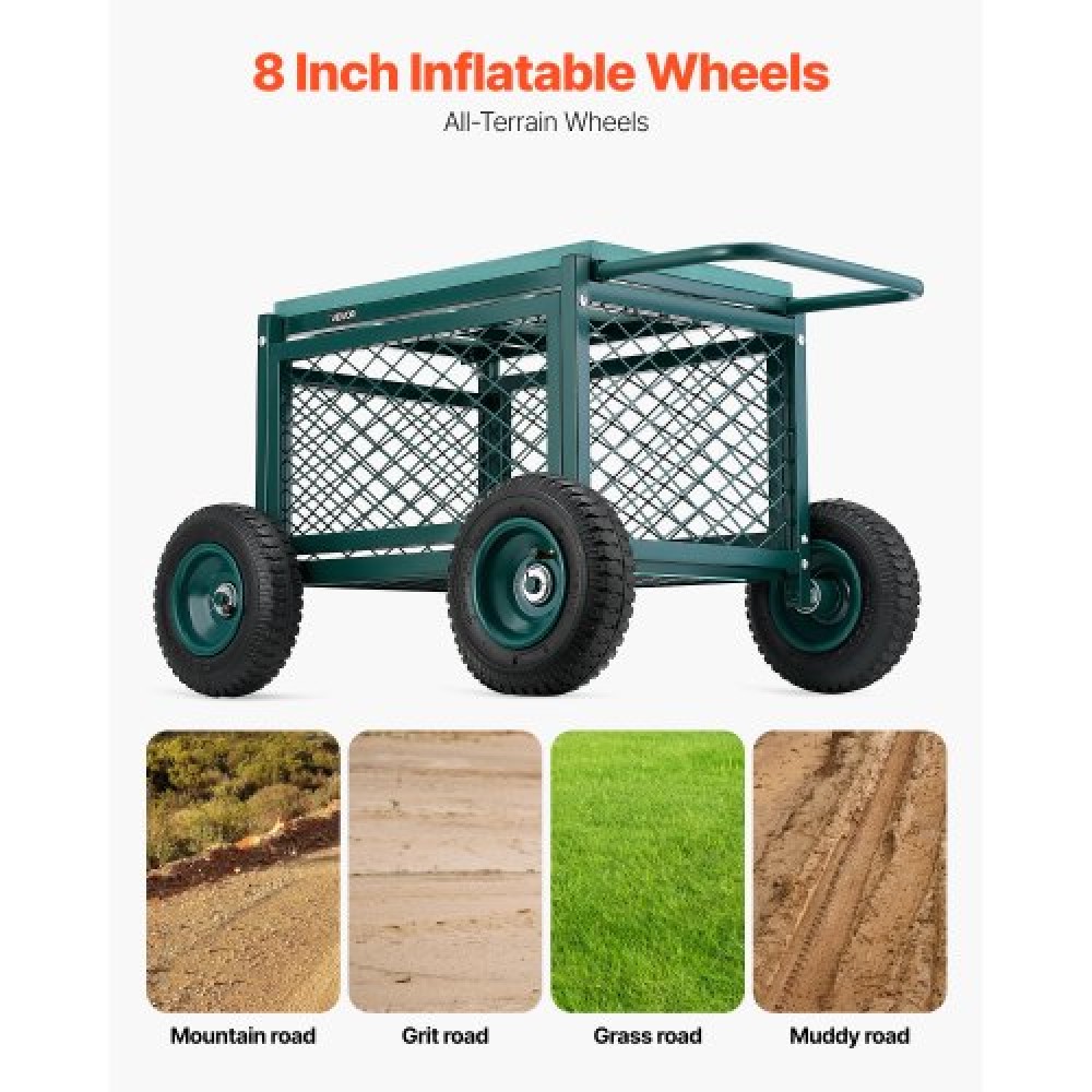 VEVOR Rolling Garden Cart με κάθισμα, Metal Rolling Garden Seat Work με ρόδες, Υποστηρίζει έως και 181 kg, Heavy Duty Cart Gardening Scooter, Υπαίθριο βαγόνι & σκαμπό σε ρόδες για γκαζόν, βεράντα, πίσω αυλή